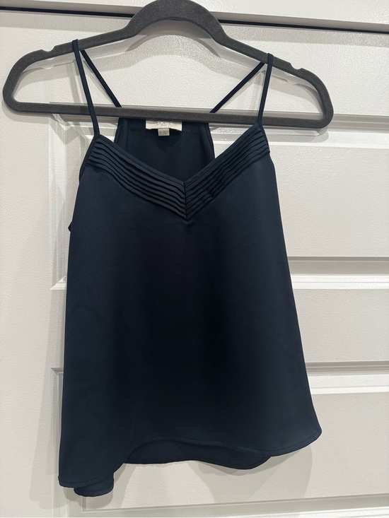 LOFT Tops - Dark navy blue Pleated-Trim Spaghetti Strap Tank Top - Women